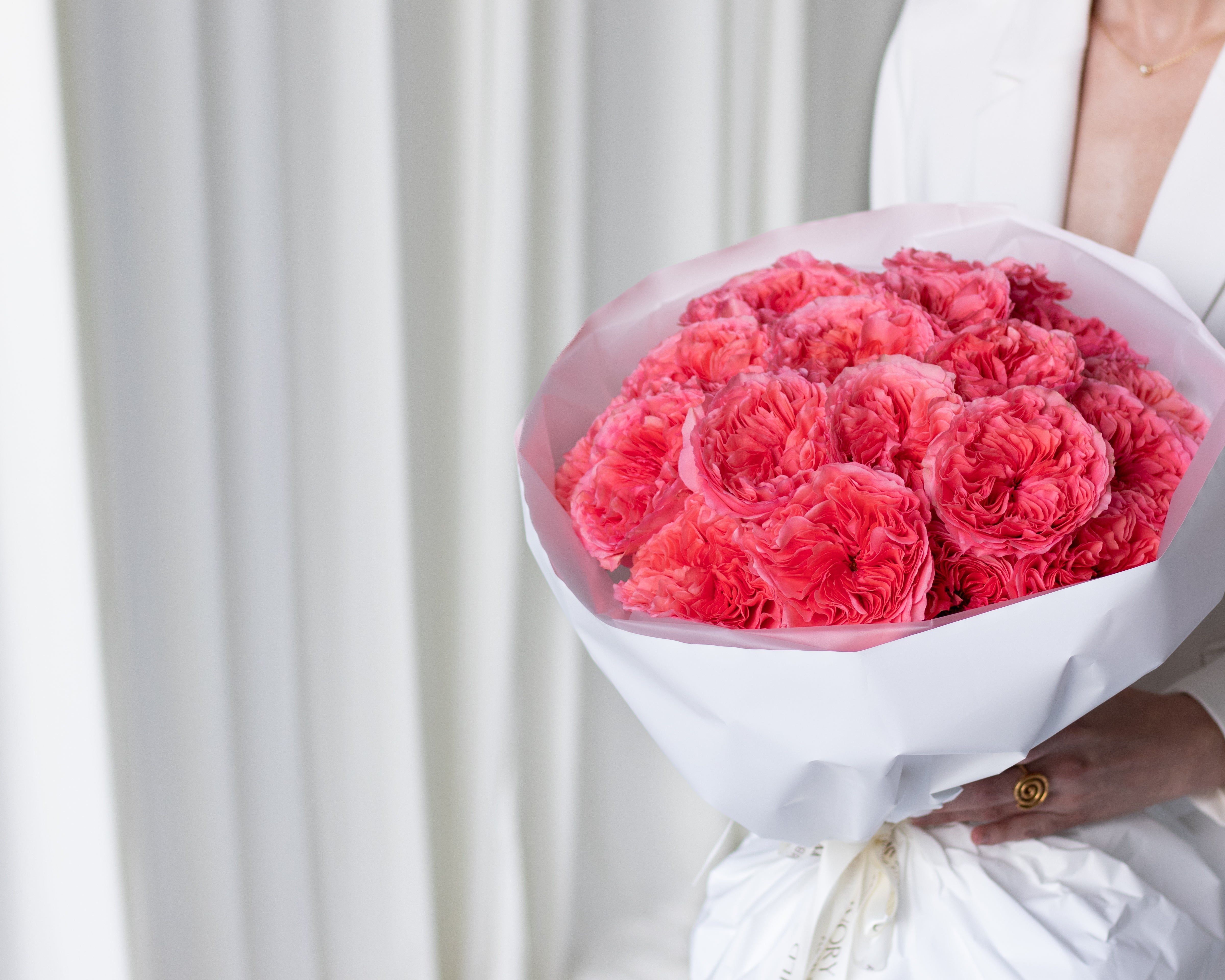 Wild Bloom bouquet — pink garden roses by Ivory Wild Floral Studio, Austin TX